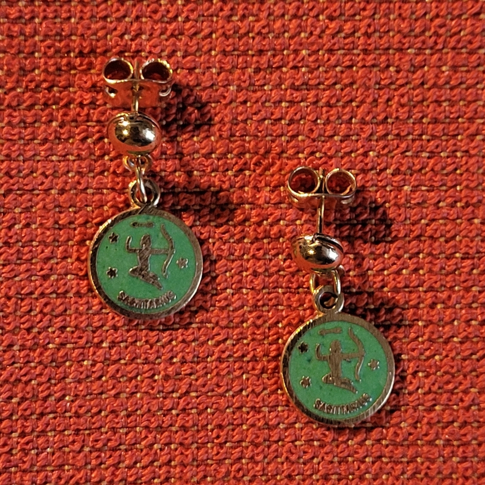 Vintage Zodiac Earrings - Sagittarius